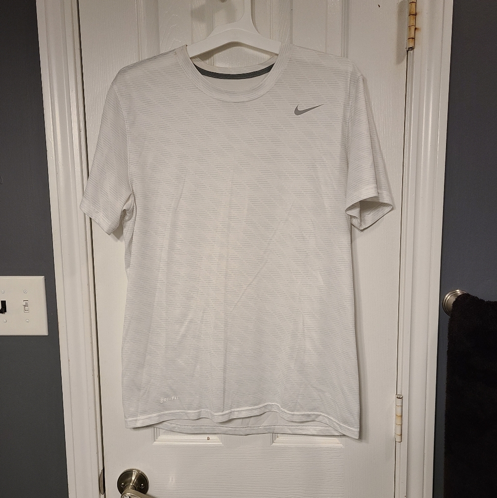 2/$20 Men's Nike Dri-Fit White Striped Tee - L
